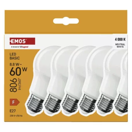 LED izzó Basic A60 / E27 / 8,8 W (60 W) / 806 lm / Természetes fehér