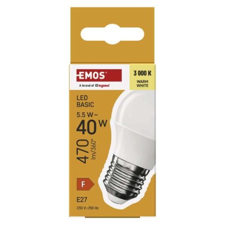 LED izzó Basic Mini Globe / E27 / 5,5 W (40 W) / 470 lm / Meleg fehér