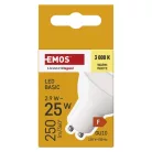 LED izzó Basic MR16 / GU10 / 2,9 W (25 W) / 250 lm / Meleg fehér