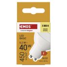 LED izzó Basic MR16 / GU10 / 5,2 W (40 W) / 450 lm / Meleg fehér