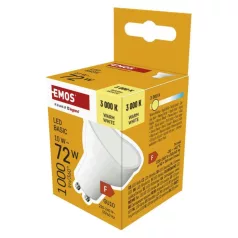   LED izzó Basic MR16 fehér/ GU10 / 10 W (72 W) / 1000 lm / Meleg fehér