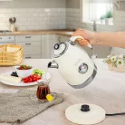 Zilan ZLN1184 retró vízforraló, 2200 W, 1,7 literes, hőmérsékletkijelzés, 360°-ban forgatható állvány, fehér