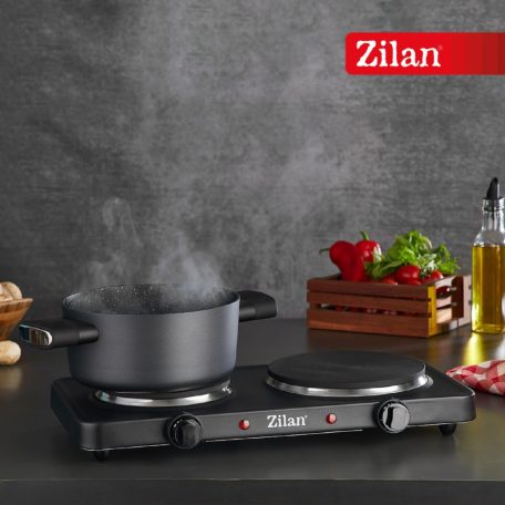 Zilan ZLN2181 elektromos főzőlap, 2500 W, 2 főzőlap, 2 db hőmérséklet szabályozó, biztonsági zár, fekete