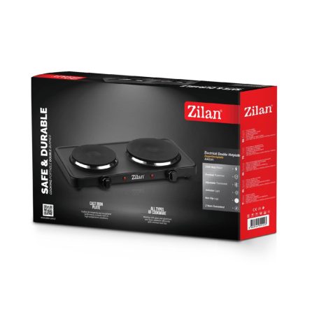 Zilan ZLN2181 elektromos főzőlap, 2500 W, 2 főzőlap, 2 db hőmérséklet szabályozó, biztonsági zár, fekete