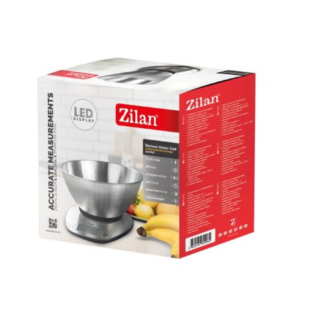 Zilan ZLN2960 konyhai mérleg, mérőedénnyel, 5kg, 2000ml kapacitás, LCD kijelző, elemes tápellátás