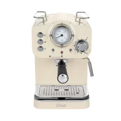   Zilan ZLN2992 retró eszpresszó kávéfőző, 1100 W, 15 bar, 1,25 liter kapacitás, tejhabosító, bézs