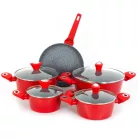 Zilan ZLN3260 edénykészlet, 9 darabos, alumínium test, tapadásmentes bevonat, indukciós főzőlapon is használható, piros