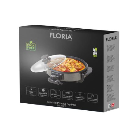 Zilan ZLN4957 elektromos serpenyő, 1500 W, 36 cm belső átmérő, tapadásmentes bevonat, üvegfedél