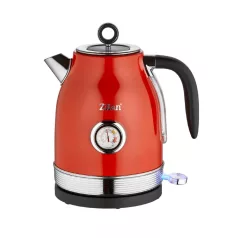   Zilan ZLN7033 retró vízforraló, 2200 W, 1,7 liter, hőmérsékletkijelzés, 360°-ban forgatható, piros