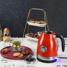 Zilan ZLN7033 retró vízforraló, 2200 W, 1,7 liter, hőmérsékletkijelzés, 360°-ban forgatható, piros