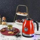 Zilan ZLN7033 retró vízforraló, 2200 W, 1,7 liter, hőmérsékletkijelzés, 360°-ban forgatható, piros