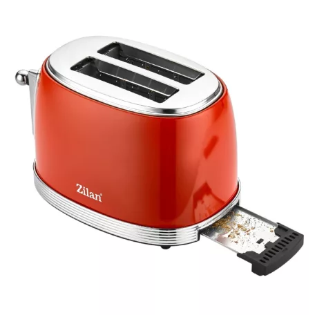 Zilan ZLN7040 retró kenyérpirító, 850 W, 6 fokozat, 2 szeletes, STOP funkció, piros