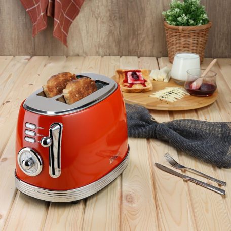 Zilan ZLN7040 retró kenyérpirító, 850 W, 6 fokozat, 2 szeletes, STOP funkció, piros
