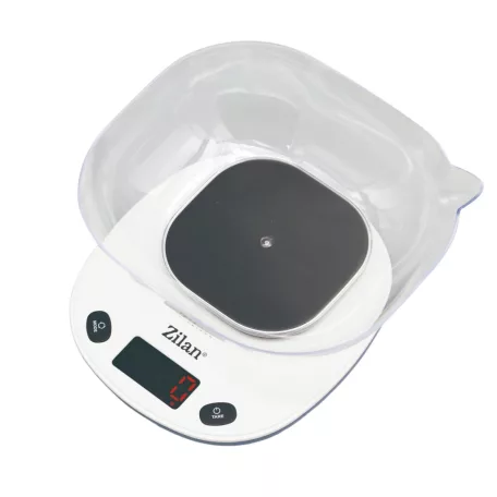 Zilan ZLN7880 tálas konyhai mérleg, max. 5kg, 1000 ml-es tál, LCD kijelző, elemes tápellátás