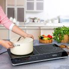 Zilan ZLN8088 indukciós főzőlap, 2000 W / 1500 W, 2 főzőlap, 2x10 fokozat, időzíthető, automatikus kikapcsolás, fekete