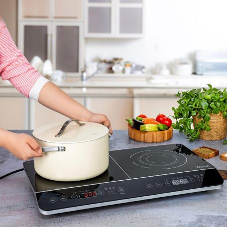 Zilan ZLN8088 indukciós főzőlap, 2000 W / 1500 W, 2 főzőlap, 2x10 fokozat, időzíthető, automatikus kikapcsolás, fekete