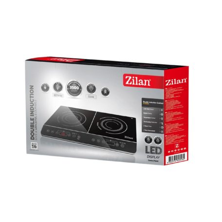 Zilan ZLN8088 indukciós főzőlap, 2000 W / 1500 W, 2 főzőlap, 2x10 fokozat, időzíthető, automatikus kikapcsolás, fekete