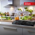 Zilan ZLN8088 indukciós főzőlap, 2000 W / 1500 W, 2 főzőlap, 2x10 fokozat, időzíthető, automatikus kikapcsolás, fekete