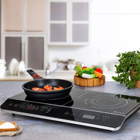 Zilan ZLN8088 indukciós főzőlap, 2000 W / 1500 W, 2 főzőlap, 2x10 fokozat, időzíthető, automatikus kikapcsolás, fekete