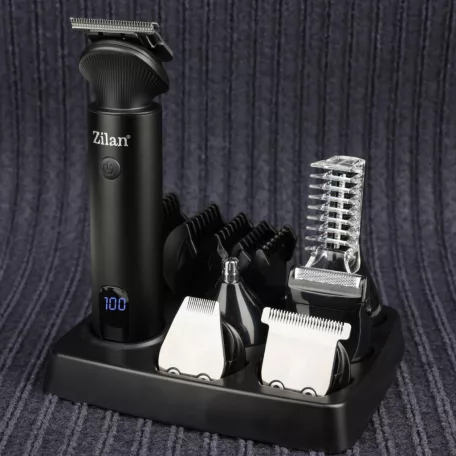 Zilan ZLN8672 Zeus haj- és testszőrnyíró készlet, rozsdamentes acél penge, 15 féle tartozék fej, LED kijelző, alumínium ház