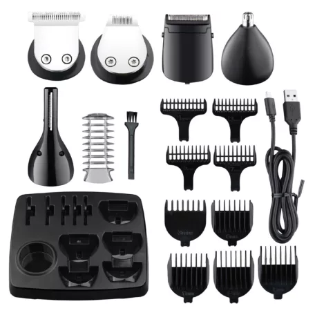 Zilan ZLN8672 Zeus haj- és testszőrnyíró készlet, rozsdamentes acél penge, 15 féle tartozék fej, LED kijelző, alumínium ház