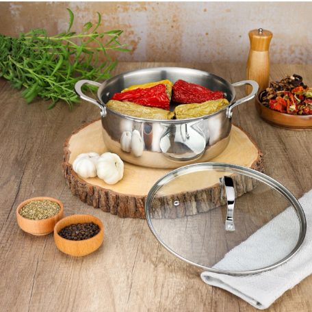 Zilan ZLN9648 Hexachef lábas fedővel, 24 cm, 4,3 liter, 3 rétegű, hatszögletű hibrid tapadásmentes belső