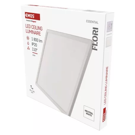 LED felületi lámpatest FLORI négyzet, fehér, 18W, semleges fehér