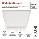 LED felületi lámpatest FLORI négyzet, fehér, 18W, semleges fehér