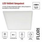 LED felületi lámpatest FLORI négyzet, fehér, 22W, semleges fehér