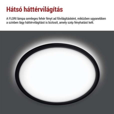 LED felületi lámpatest FLORI fekete, fehér, 22W, semleges fehér