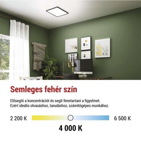 LED felületi lámpatest FLORI négyzet, fekete, 18W, semleges fehér