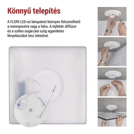 LED felületi lámpatest FLORI négyzet, fehér, 22W, semleges fehér