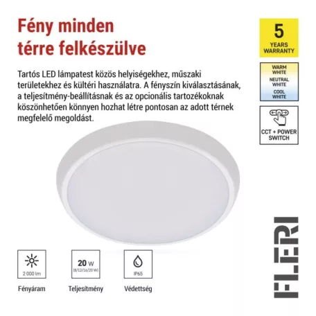 EMOS LED mennyezeti lámpa FLERI 20W 20000lm, állítható színhőmérséklet