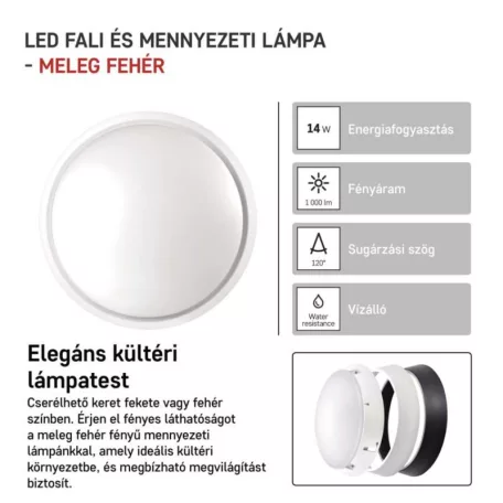 EMOS LED mennyezeti lámpa ZURI 14W 1000lm IP54 meleg fehér
