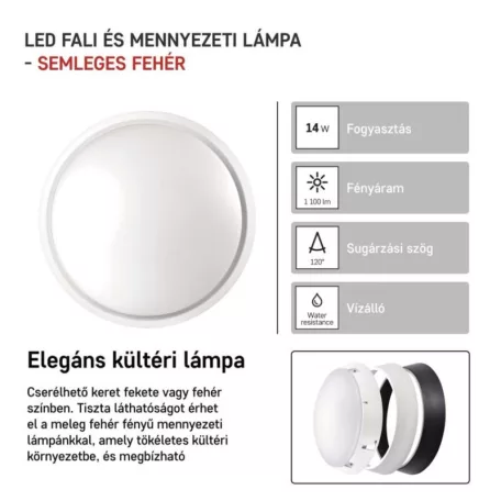 EMOS LED mennyezeti lámpa ZURI 14W 1100lm IP54 természetes fehér