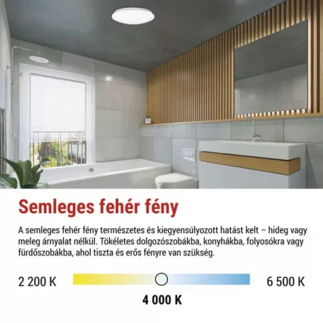 LED mennyezeti lámpatest TIVI, A CLASS,  MW, kerek, fehér 8,6W, IP44, Természetes fehér