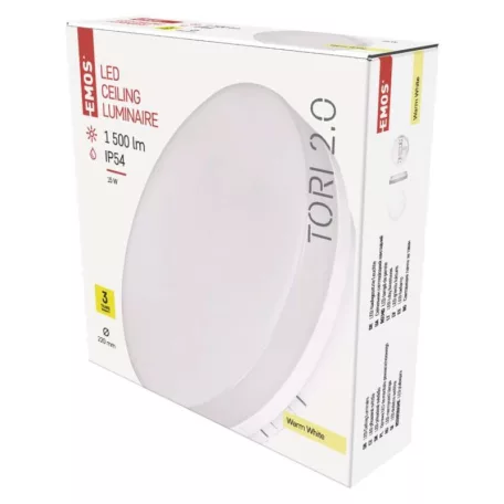 EMOS LED MENNYEZETI LÁMPA TORI 15W WW IP54