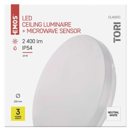 EMOS Tori mennyezeti lámpa mozgásérzékelővel 24W 2400lm IP54 term. fehé