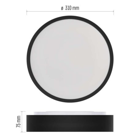 LED felületi lámpatest RORI kerek, fekete, 17W, CCT