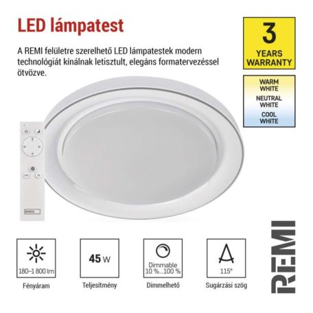 EMOS LED mennyezeti lámpa REMI 45W 2700lm dimm. állítható színhőmérséklet