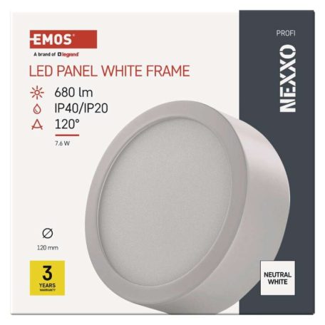 LED felületi lámpatest NEXXO, kerek, fehér, 7,6W, Természetes fehér