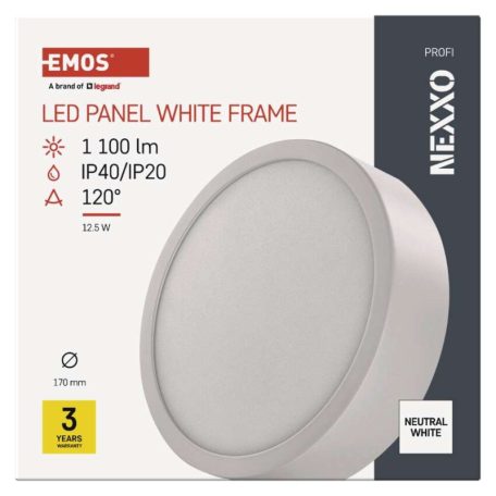 LED felületi lámpatest NEXXO, kerek, fehér, 12,5W, Természetes fehér