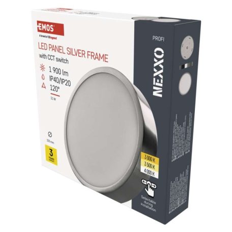 LED felületi lámpatest NEXXO, kerek, ezüst, 21W, CCT