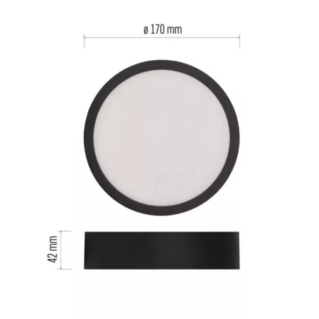 LED felületi lámpatest NEXXO, kerek, fekete, 12,5W, CCT