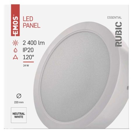 LED felületi lámpatest RUBIC, kerek, fehér, 24W, természetes fehér