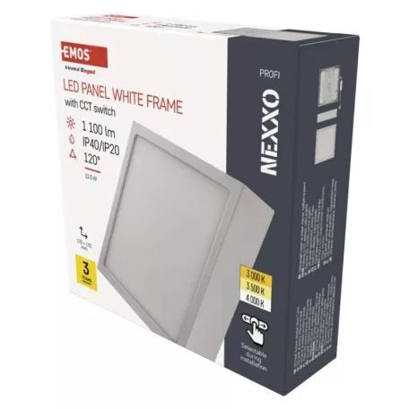 LED felületi lámpatest NEXXO, négyzet, fehér, 12,5W, CCT