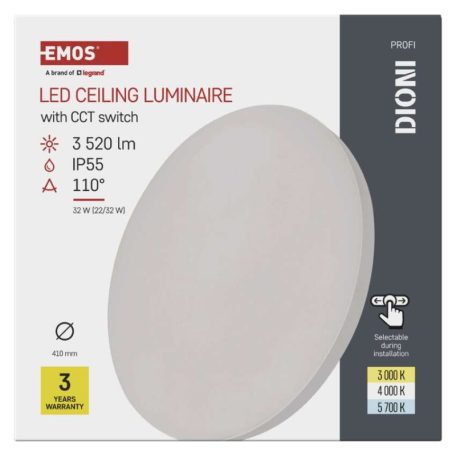 LED felületi lámpatest DIONI kerek, fehér, 32W, CCT