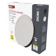   LED-es felületi lámpatest DIONI kerek, fekete, 15W, változtatható CCT-vel