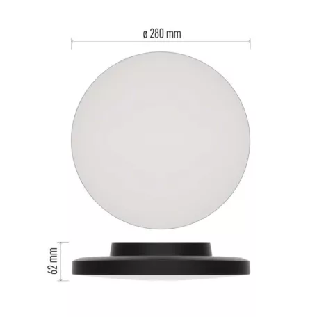 LED-es felületi lámpatest DIONI kerek, fekete, 15W, változtatható CCT-vel