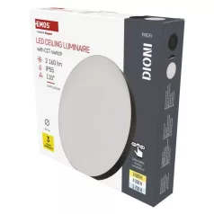   LED-es felületi lámpatest DIONI kerek, fekete, 18W, változtatható CCT-vel